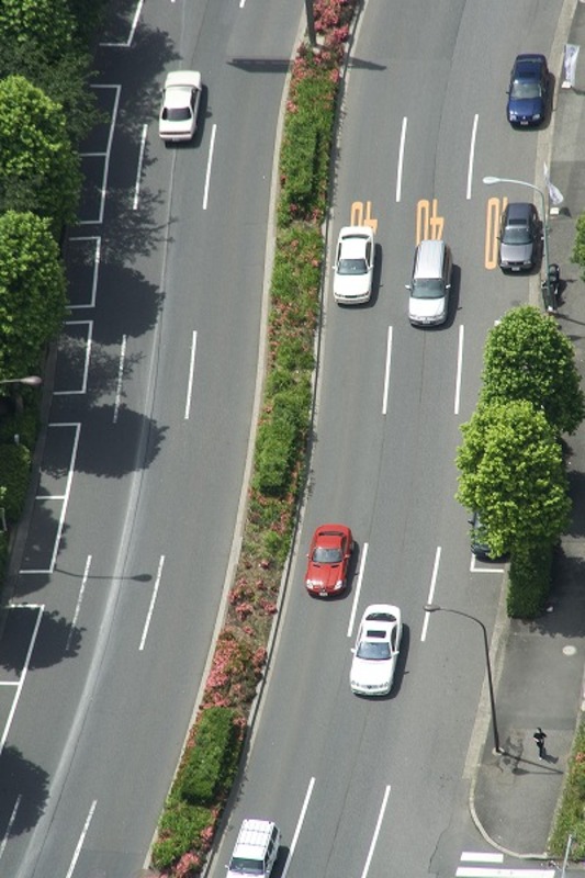 都心の道路 自動車 眺望 俯瞰